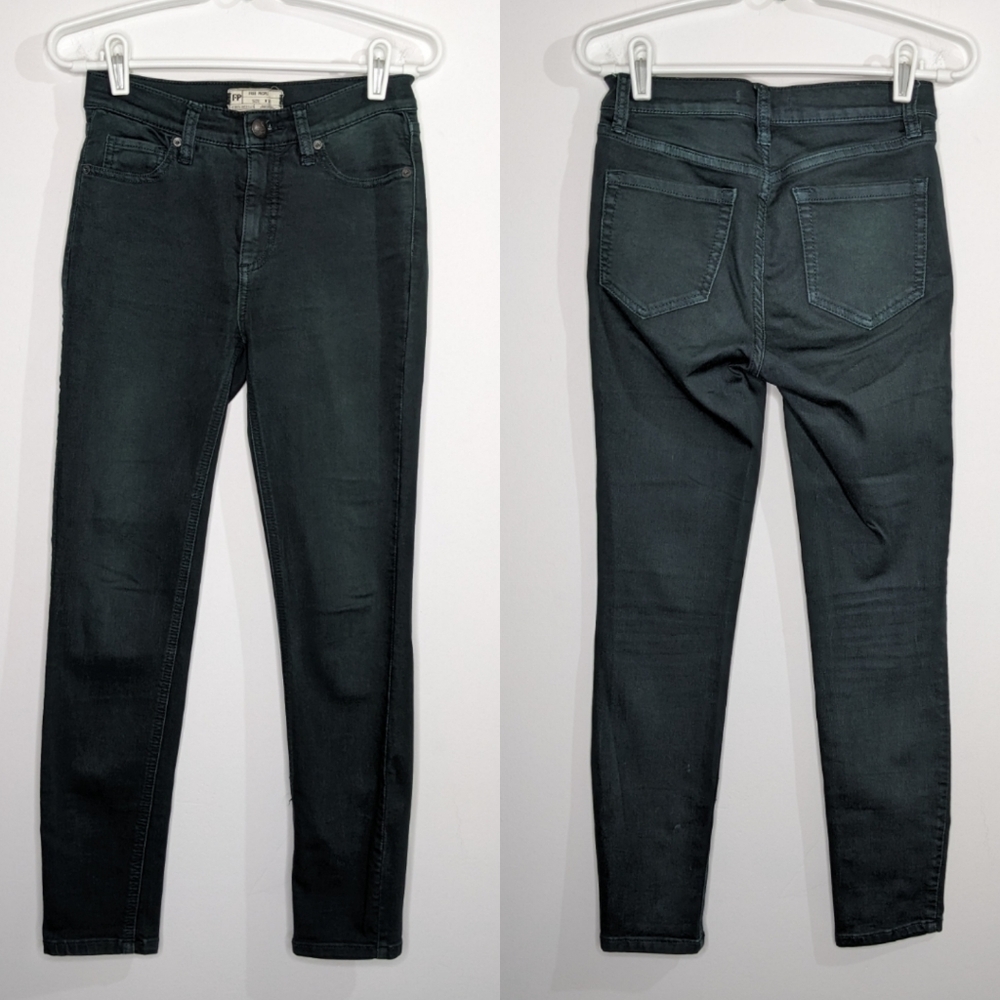 Free People dark green washout skinny jeans 25